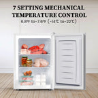 KNDKO 2.6Cu.ft Upright Freezer, Mini Freezer with Reversible Single Door, Removable Shelves, Adjustable Thermostat for Home/Kitchen/Office, Silver