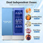 Costway 2-in-1 Beverage and  Cooler Free-standing & Built-in Dual Zones  Fridge