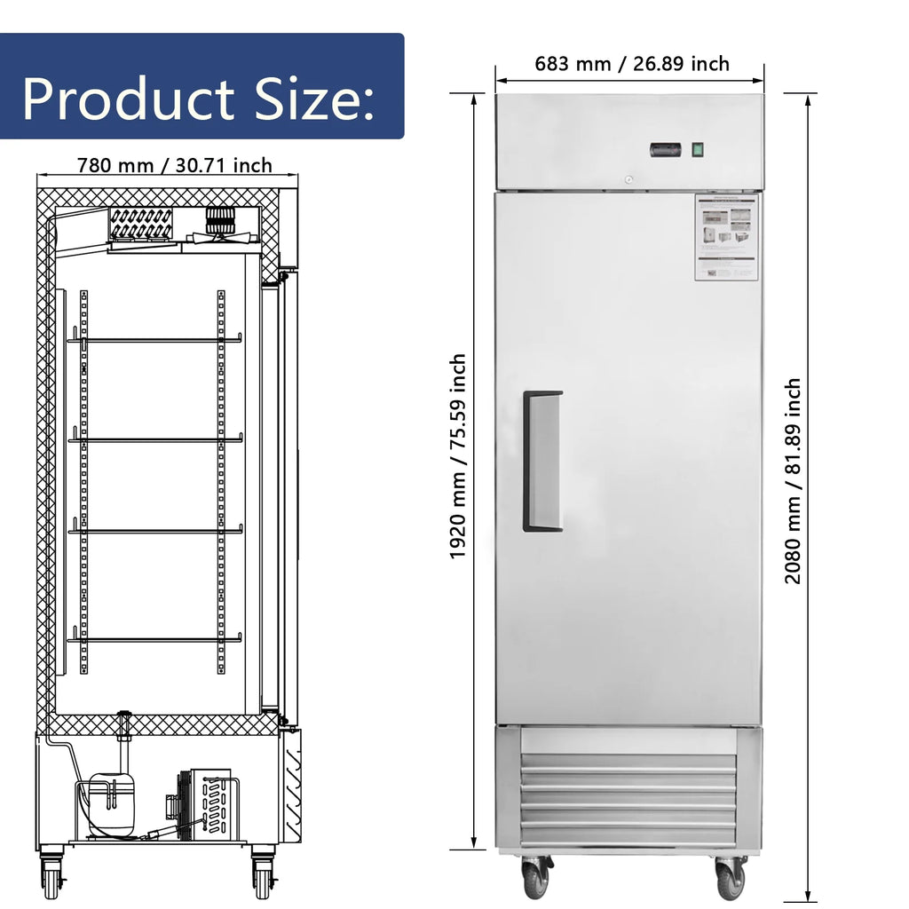 CamelliaRiver 18.68 Cu.Ft. Single Stainless Steel Door Refrigerator, Refrigerator