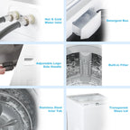 Techomey Compact Washing Machines 1.7 Cu ft Single Use in Schools and apartments 12lbs White Washer