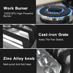 30 Inch Gas Cooktop, 30 inch Bulit-in Gas Stove Top with 5, Five Burner Propane Cooktop with Thermocouple Protection, 30 Inch Stainless Steel NG/LPG Convertible Cooktops Dual Fuel