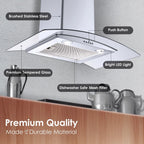 30 inch Kitchen Stainless Wall Mount Range Hood 450CFM Stainless 3-Speed with Led Bulb Dishwasher Filter For Burner 120V