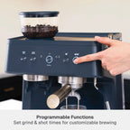 Thyme & Table Barista Grade Espresso Machine with 15-Bar Pressure, Conical Burr Grinder and Steam Wand, Sand White
