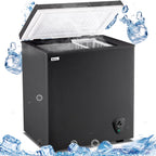 WANAI 5.0 Cubic Feet Chest Freezer Large Home Deep Freezers Black Top Door with Removable Basket