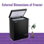 DEMULLER Deep Chest Freezer Mini Freezer with Electronic Display Screen 2 Removable Baskets 63-BLACK