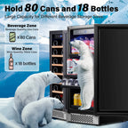 Yeego 30" Wine and Beverage Refrigerator,Two 15" Wine and Beverage Cooler Under Counter or Freestanding, Hold 33 Bottles and 80 Cans(Two Pack)