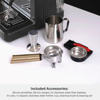 Thyme & Table Barista Grade Espresso Machine with 15-Bar Pressure, Conical Burr Grinder and Steam Wand, Sand White