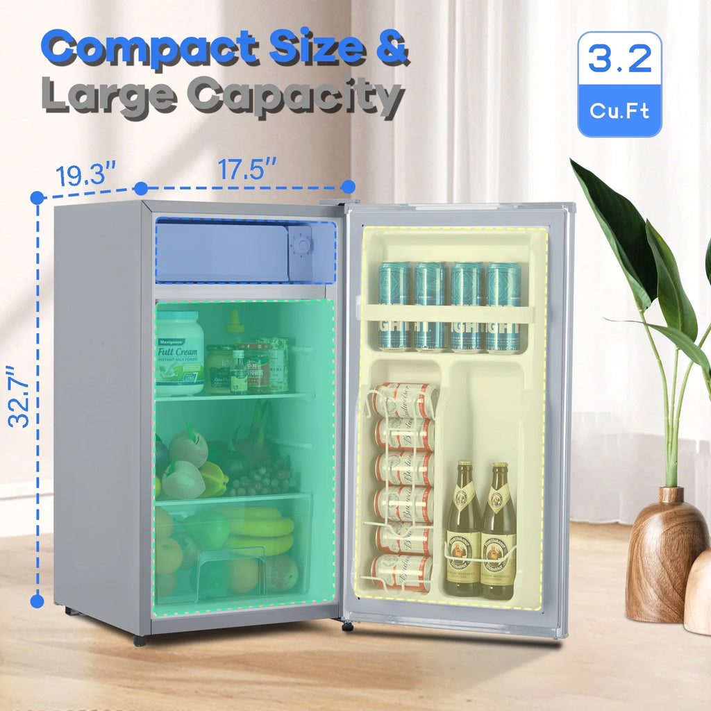 OYang Single Door Mini Fridge, Super Quiet 19.3"D x17.5"W x 32.7"H