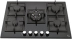 K&H 5 Burner 30 Inch Built-in LPG/Propane Gas Stove Top Glass Surface Cast Iron Cooktop UL/ETL Certified 5-GCW-LPG