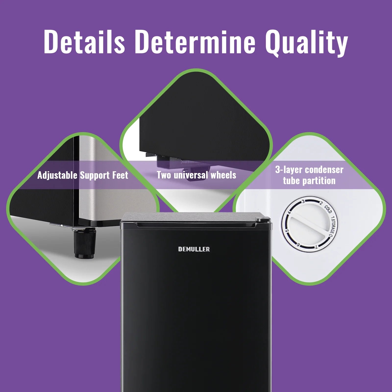 DEMULLER Upright Freezer 3.2 Cu. ft Front Door Freezer Compact Adjustable Thermostat Silver