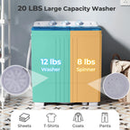 Costway Twin Tub 20Lbs Top Load Washing Machine with Gravity Drain