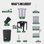Hike Crew 14-Piece Outdoor Turkey Fryer Kit W/30Qt Boiler Pot, 10Qt Turkey Fryer Pot, Stand & More