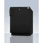 20" wide built-in undercounter ADA compliant refrigerator-freezer in black with a front lock