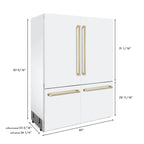 ZLINE KITCHEN AND BATH RBIVZWM60CB french door built in refrigerator