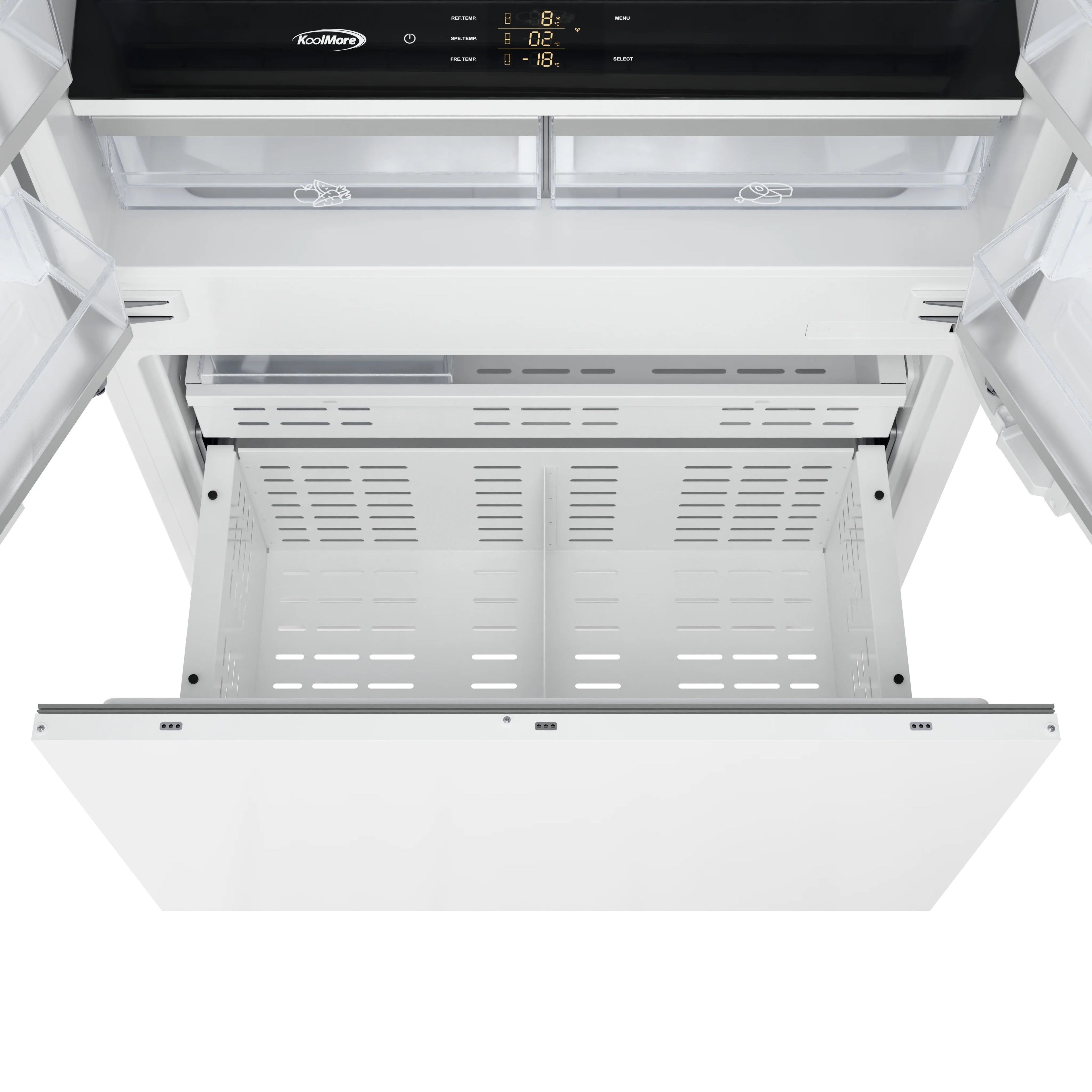36 In. Panel Ready French Door Refrigerator With Ice maker, water dispenser, Frost Free . 19.6 total cubic feet