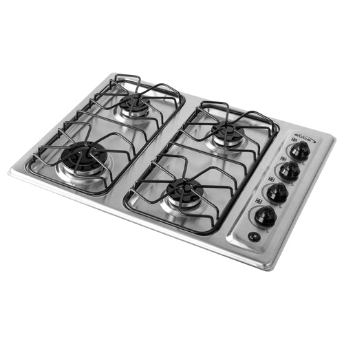 ABBA Appliances 24�� Gas Cooktop in Stainless Steel with 1 Ultra Fast and 3 Fast Burners