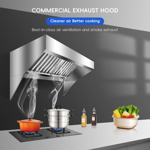 Aoile Commercial Exhaust Hood, 94.48" Rust Resistant Wall Mount Range Hood