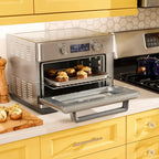 GE 1500-Watt Digital Air Fry 8-in-1 Toaster Oven with Convection and Removable Crumb Tray, Stainless Steel