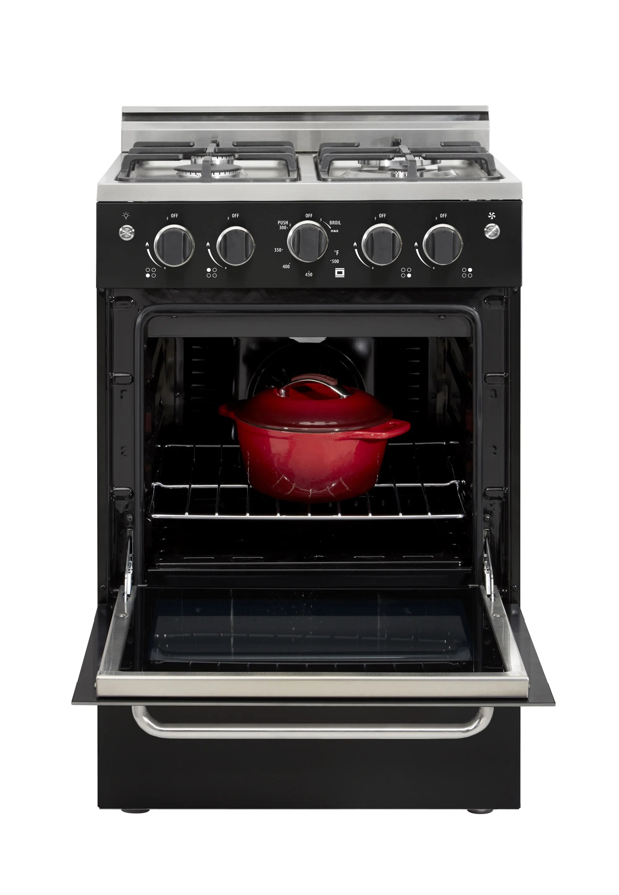 Unique Prestige 24�?2.3 cu ft Double Oven Gas Range in White