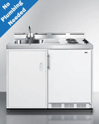 48" Wide Mobile All-In-One Kitchenette, No Plumbing Needed, white, Coil Burners