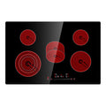 KFFKFF 8600W Electric Ceramic Cooktop, 30" 5 Burners Built-in Countertop Burners Cooker Touch Control, Overheat Protection, Child Lock, 9 Power Levels, 220-240V (NO Plug)
