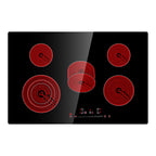 KFFKFF 8600W Electric Ceramic Cooktop, 30" 5 Burners Built-in Countertop Burners Cooker Touch Control, Overheat Protection, Child Lock, 9 Power Levels, 220-240V (NO Plug)