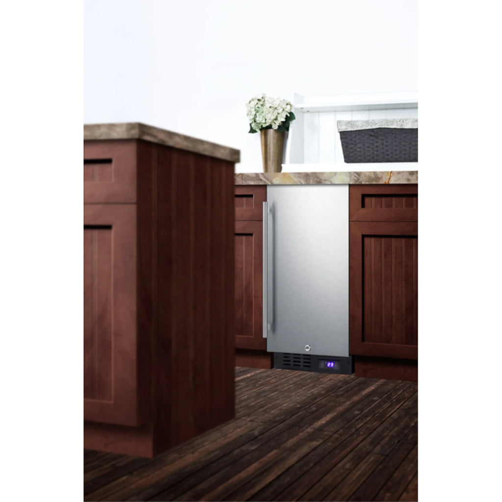 15" wide frost-free freezer for built-in or freestanding use, with integrated door frame to accept overlay panels
