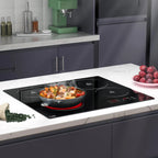 4 Burner Electric Cooktop, 24 Inch Electric Stove Top, Built-in Electric Cooktop with Sensor Touch Control, Timer & Child Lock Included, 9 Power Levels, 6000W, 220-240V Hard Wired (No Plug)