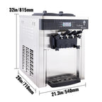 KFFKFF Commercial Ice Cream Maker 5.3 to 7.4 gph Soft Ice Cream with LED Display Self-Cleaning 3 Flavors Great for Restaurant Snack Bars, 2200-Watt, Silver