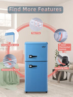 Krib B Compact Refrigerator 3.5 Cu.ft, Mini Fridge with Freezer, Modern Fridge with Dual Door, 7 Grade Temperature Adjustment, Silver