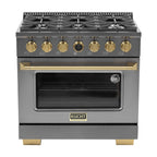 36 in. 5.2 cu. ft. Dual Fuel Range for Propane Gas in Titanium Stainless.