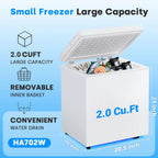 Dimedeal 1.8 Cu.ft Compact Chest Freezer with 7-Level Temperature Control
