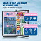 WANAI 3.2 Cu.ft Mini Refrigerator with 5 Temp Control Small Fridge Compact Size for Any Room Silver