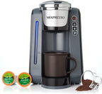Mixpresso Single Cup Coffee Maker Compatible With 1.0 & 2.0 Single Cup Pods, Removable 45oz Water Tank, Quick Brewing with Auto Shut-Off, One Touch Function (Red/Black)