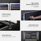 Yeego 30" Wine and Beverage Refrigerator,Two 15" Wine and Beverage Cooler Under Counter or Freestanding, Hold 33 Bottles and 80 Cans(Two Pack)