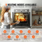 KFFKFF Single Wall Oven, 24" Electric Oven for Built-in Installation, Offers 9 Cooking Modes, 2.68 Cu.Ft Capacity, Includes Timer, 2800W Power, Comes with Baking Rack and Tray, Ideal for Any Kitchen