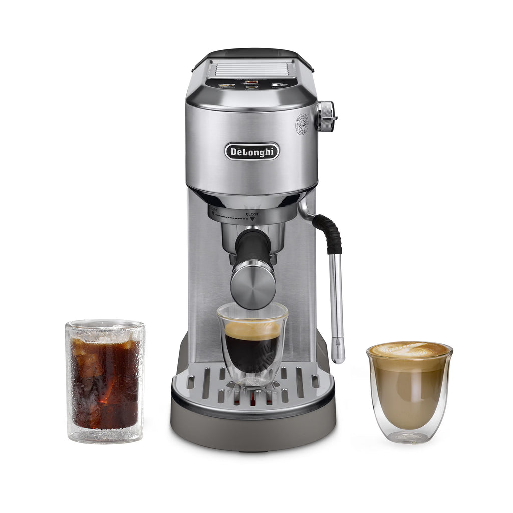 De'Longhi Dedica Duo Espresso Machine, Compact Size with Built in Frother for Latte Art, Brew Espresso, Cold Brew, Lattes & More, Stainless Steel