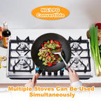 Tohu Stainless Steel Stove 3.3kW 5-Burner Closed Chassis Propane Cooktop for Outdoor/Indoor Cooking
