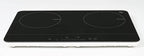 K&H 2 Burner Double Dual 24 Inch Induction ULTRA SLIM Electric Stove Top Ceramic Cooktop White 120V 1800W IN-DD18-120S