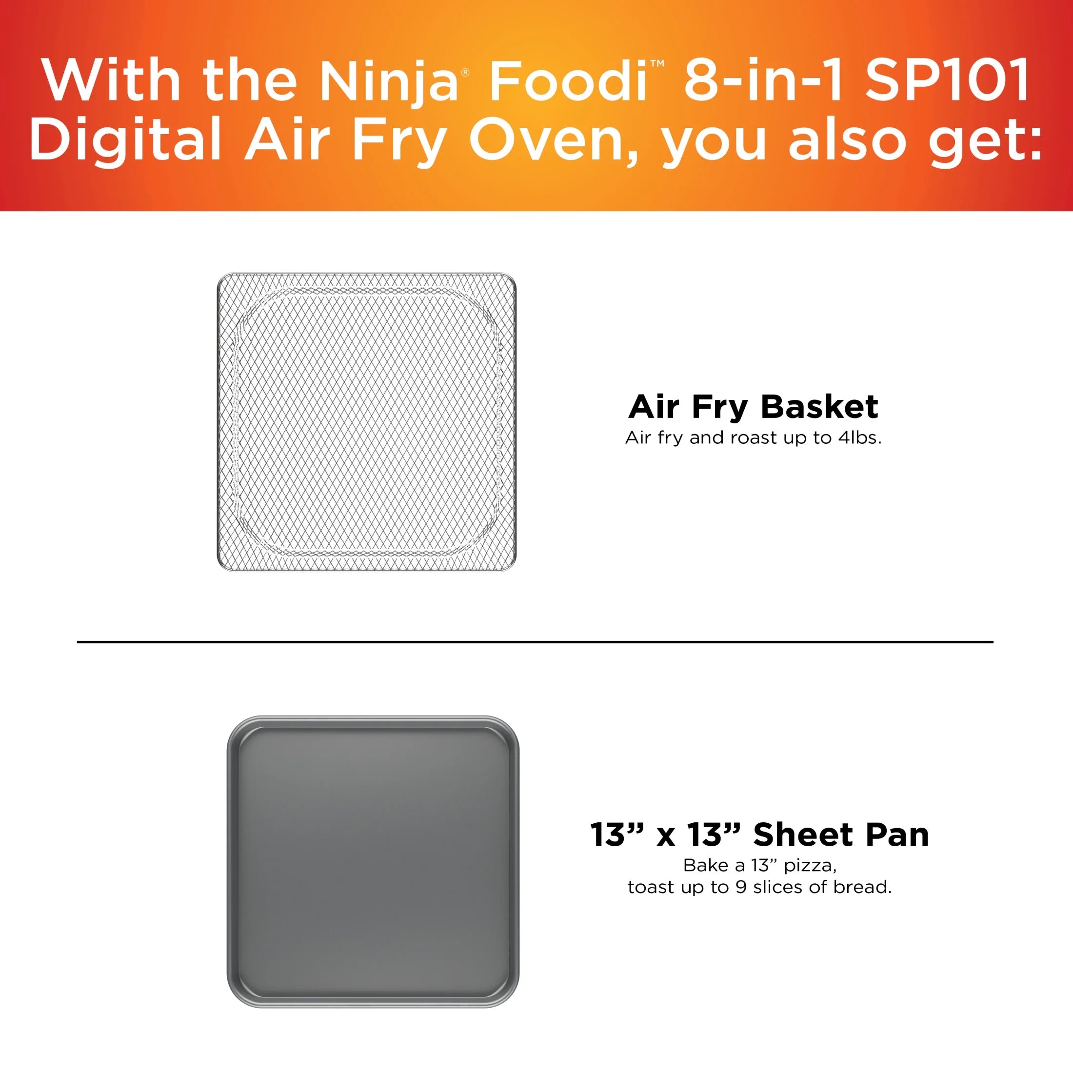 Ninja?? SP101 Foodia?�� 8-in-1 Digital Air Fry Oven, Flip-Away for Storage, Dehydrate, Keep Warm