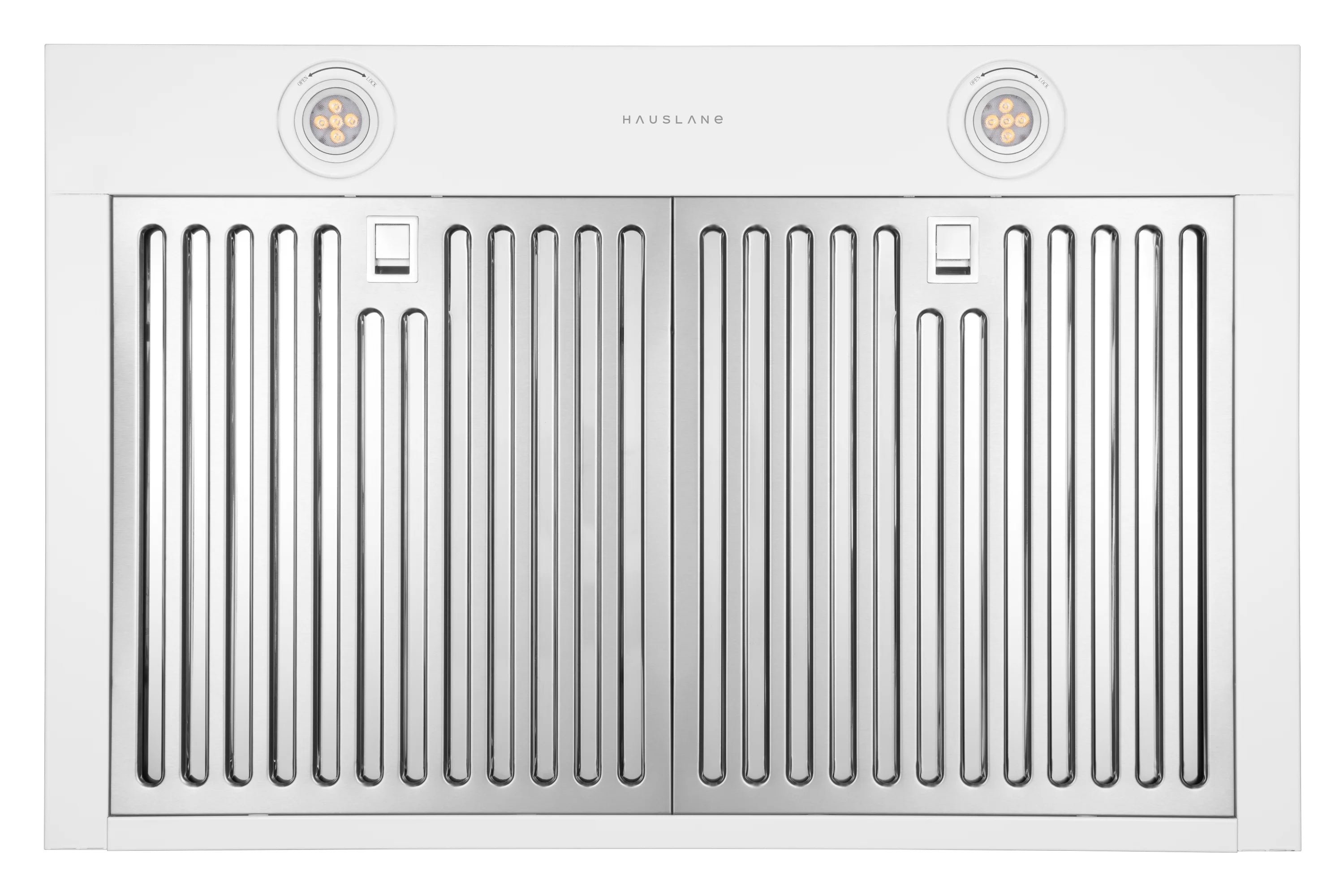 Hauslane WM-530  30-inch Wall Mount Range Hood, Matte White, Strong Suction, Stainless Steel Baffle Filters, LED Lamps