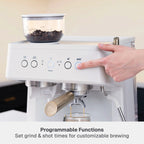 Thyme & Table Barista Grade Espresso Machine with 15-Bar Pressure, Conical Burr Grinder and Steam Wand, Sand White