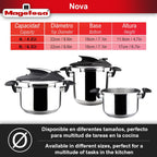 Magefesa Nova 4.2 Qt Stovetop Pressure Cooker �?Fast Cooking, Easy Locking, 18/10 Stainless Steel, Induction Compatible, 5 Safety Features, 11.6 PSI