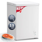 JIEJIA Compact Freezer 3.5 cu ft Environmental Chest Freezer, Mini Freezer with 7 Gear Adjustable Temperature, Removable Storage Basket, Energy Saving, White