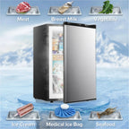 Auseo 3 Cu.ft Single Door Freezer, Compact Mini Freezer with Reversible Door for Kitchen, Apartment, Basement, Dorm, Black