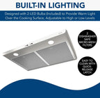 Broan-NuTone BKSH130BL Sahale 30-inch Under-Cabinet Easy Install 4-Way Convertible Range Hood with 2-Speed Exhaust Fan and Light, 300 Max Blower CFM, Black