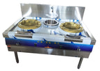 EQCOTWEA Commercial High Fire Gas Stove LPG Cooking Stove Double Burner Stainless Steel