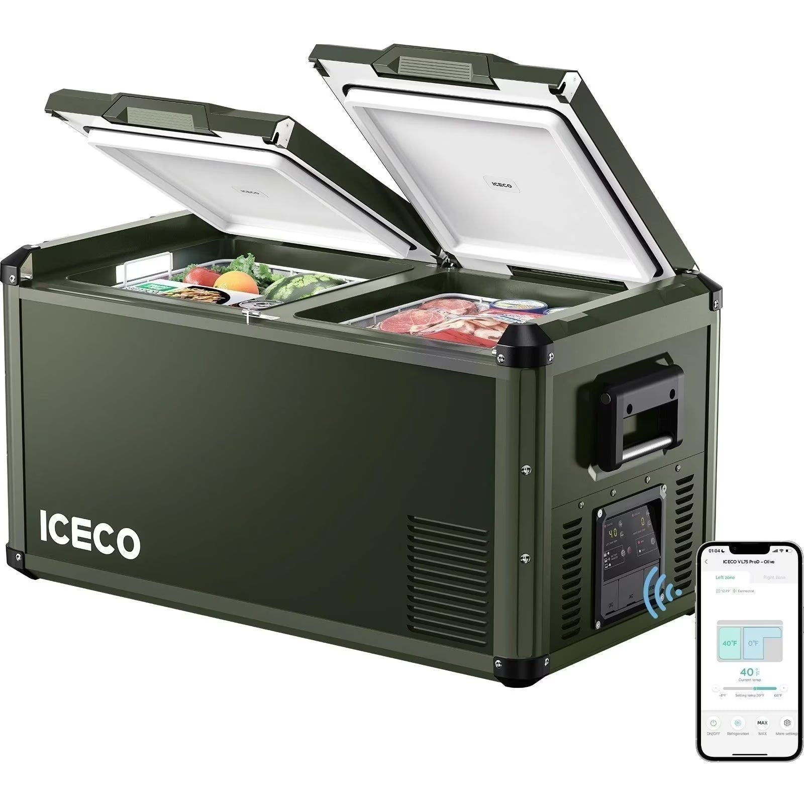 VL75 Pro Dual Zone 79QT Portable Cooler Olive