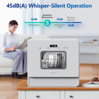 AIRMSEN 5-Place Settings Portable Countertop Dishwasher with 5L Built-in Water Tank, Ultra-Slim Dishwasher Upgrade 3 Spray Arms, 12H Delay Start and Salt Chamber Function, ZMW-DUHA01