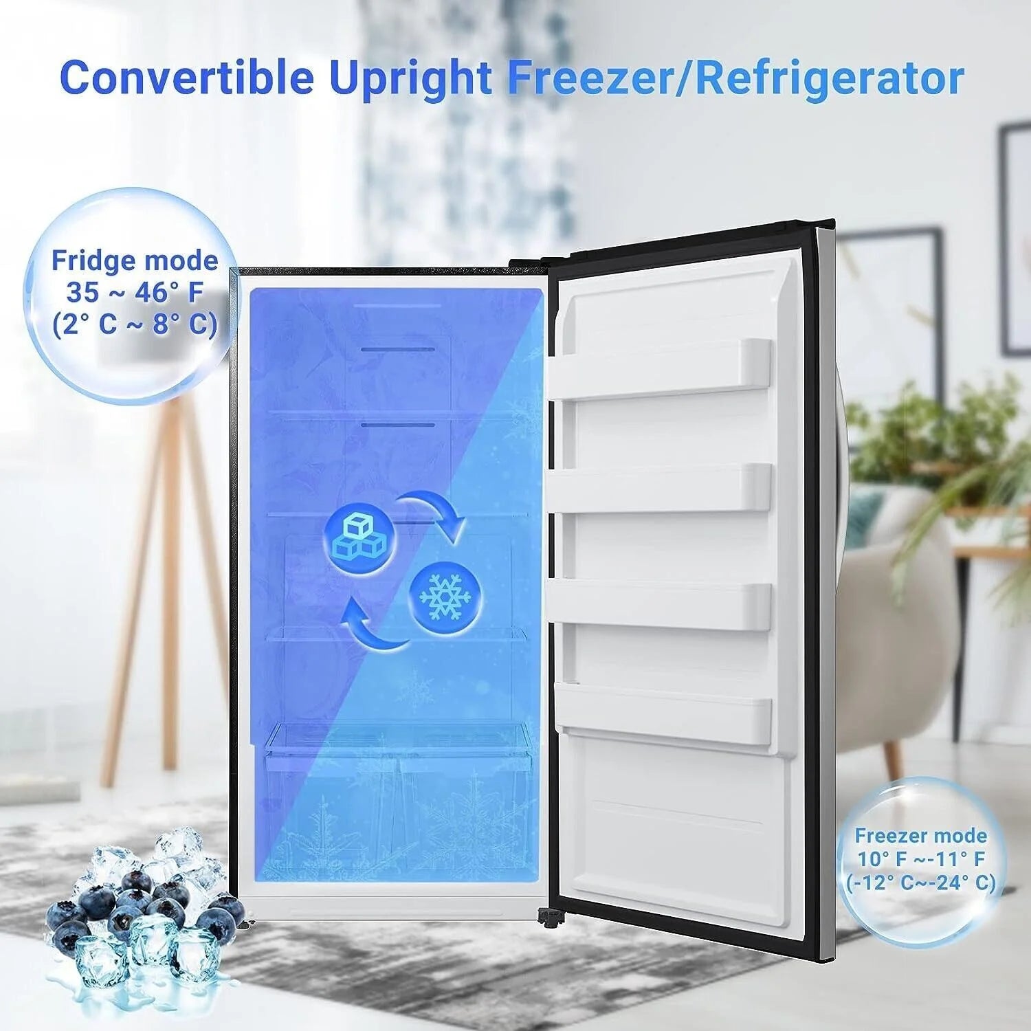Smad 17.5 Cu ft Upright Freezer Large Capacity Fridge Refrigerator Frost Free Home Stainless Steel